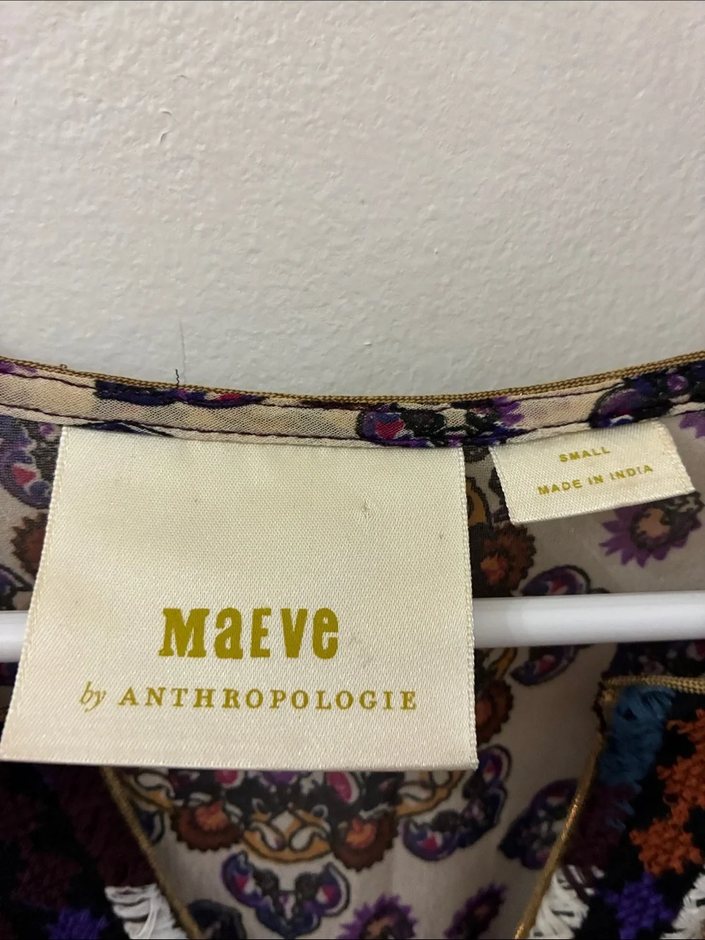Maeve Anthropologie- Boho Floral Patchwork Dress - Burgundy & Navy - small